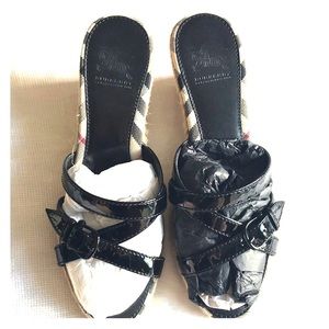 Burberry Patent Leather Espadrille Wedges